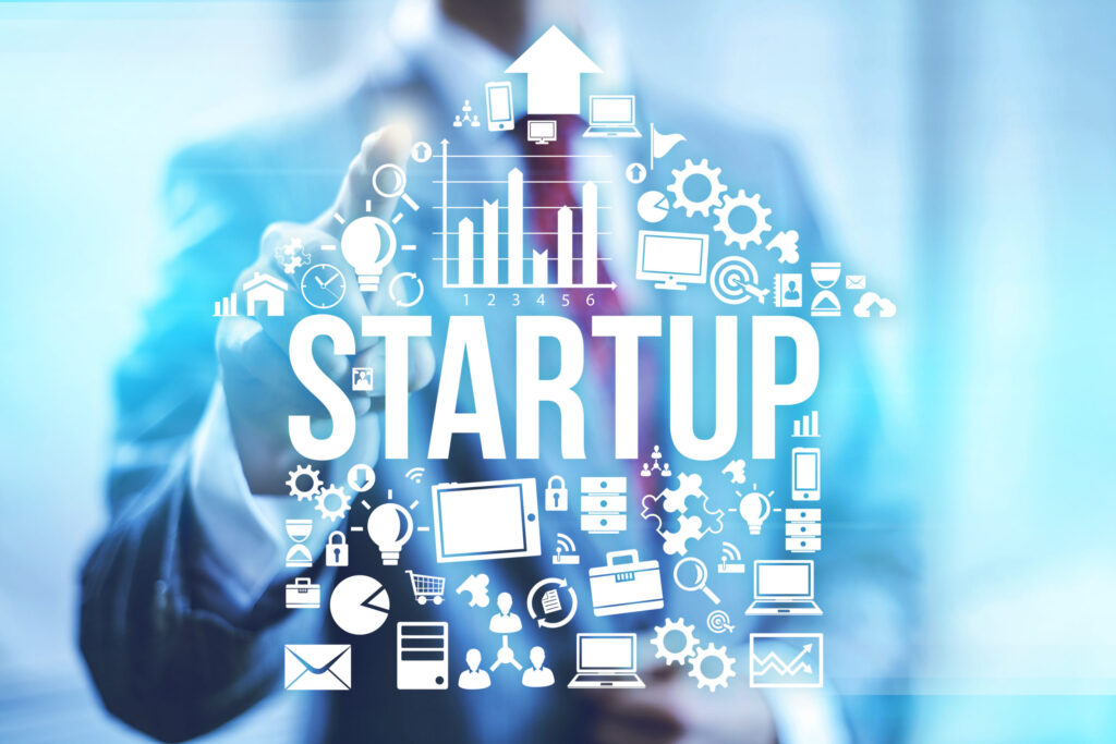 imagem com infografos representando startups